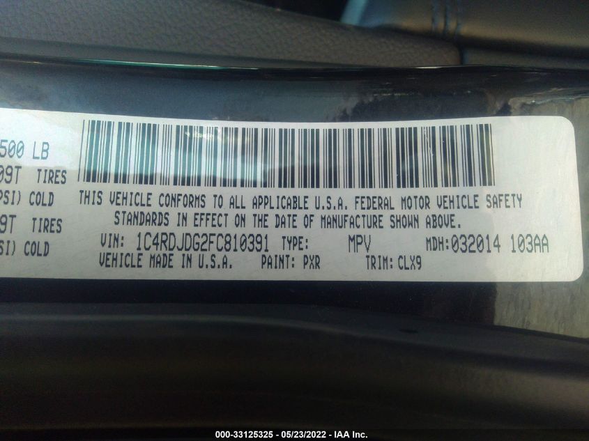 2015 DODGE DURANGO LIMITED 1C4RDJDG2FC810391
