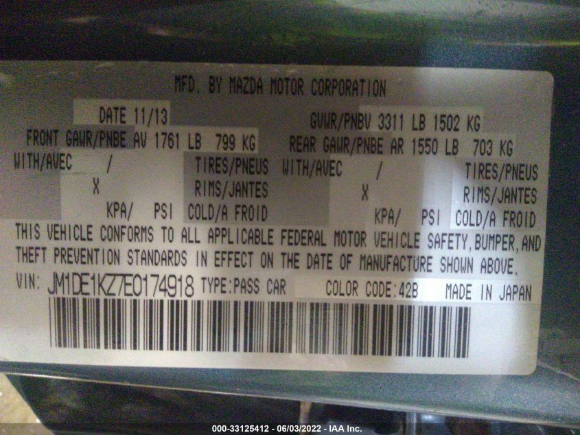 2014 MAZDA MAZDA2 SPORT JM1DE1KZ7E0174918