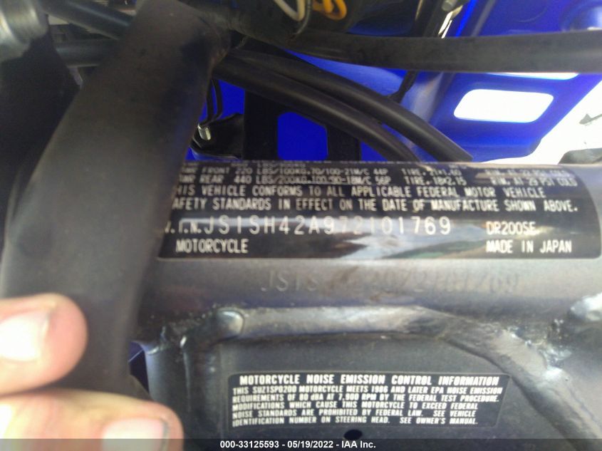 2007 SUZUKI DR200 SET JS1SH42A972101769