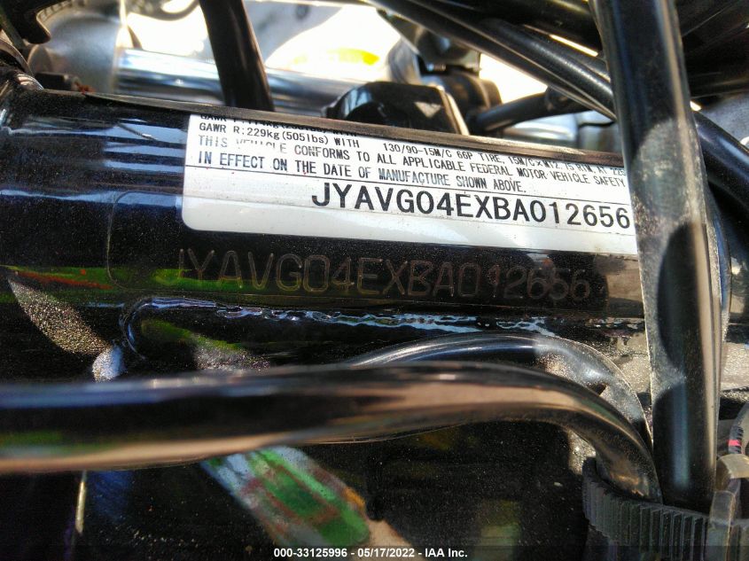 2011 YAMAHA XV250 JYAVG04EXBA012656