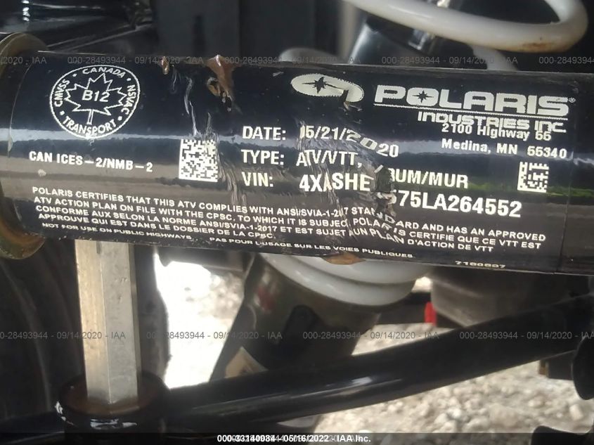 2020 POLARIS SPORTSMAN 570 PREMIUM 4XASHE575LA264552