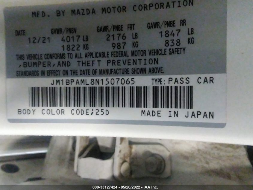 2022 MAZDA MAZDA3 HATCHBACK PREMIUM JM1BPAML8N1507065