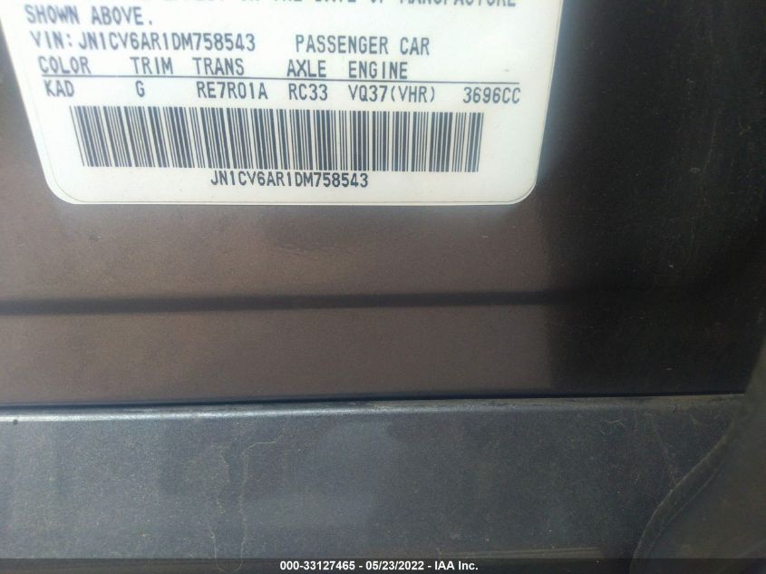 2013 INFINITI G37 SEDAN X JN1CV6AR1DM758543