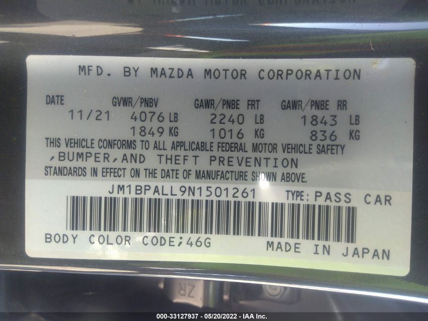 2022 MAZDA MAZDA3 HATCHBACK PREFERRED JM1BPALL9N1501261