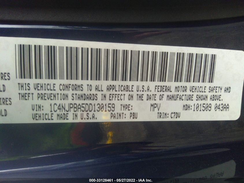 2013 JEEP PATRIOT SPORT 1C4NJPBA5DD130159