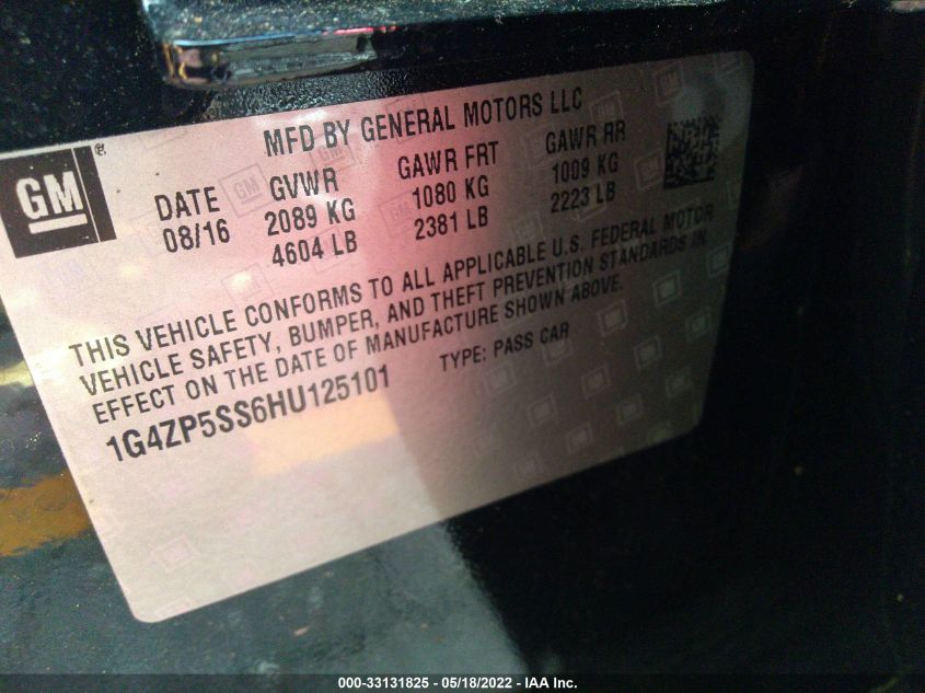 2017 BUICK LACROSSE ESSENCE 1G4ZP5SS6HU125101