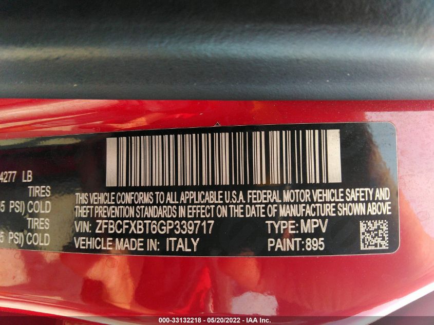 2016 FIAT 500X EASY ZFBCFXBT6GP339717
