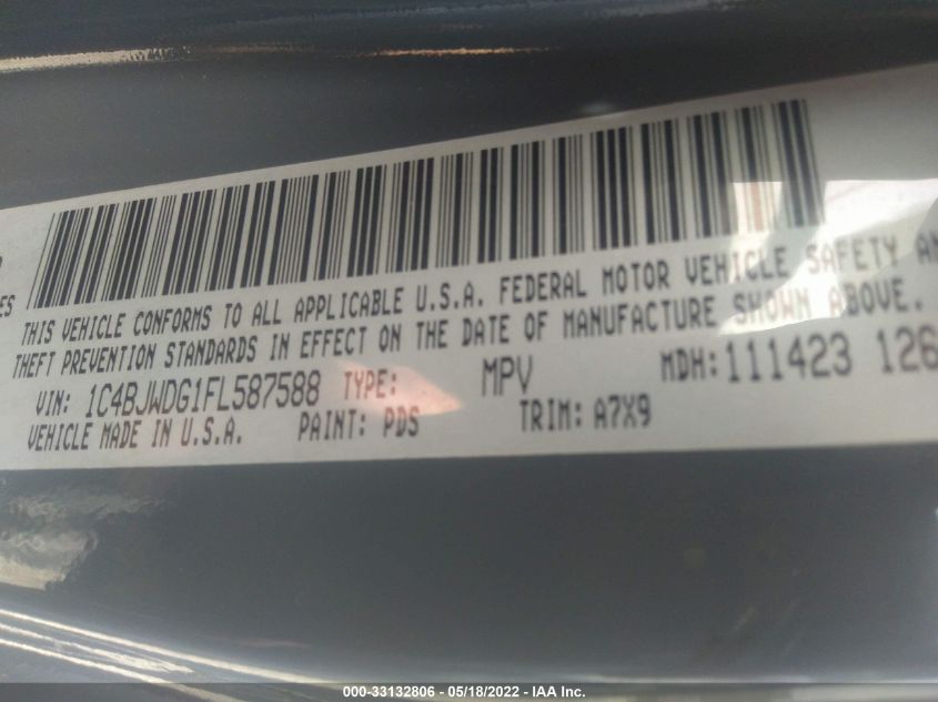 2015 JEEP WRANGLER UNLIMITED SPORT 1C4BJWDG1FL587588