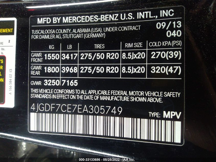 2014 MERCEDES-BENZ GL-CLASS GL 450 4JGDF7CE7EA305749