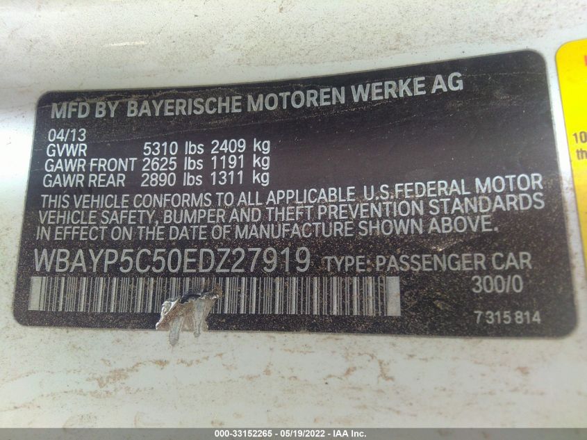 2014 BMW 6 SERIES 640I XDRIVE WBAYP5C50EDZ27919