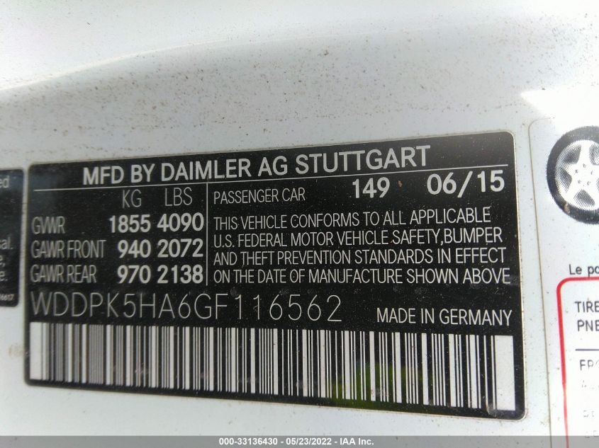 2016 MERCEDES-BENZ SLK SLK 350 WDDPK5HA6GF116562