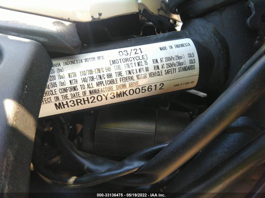 2021 YAMAHA MT-03 MH3RH20Y3MK005612
