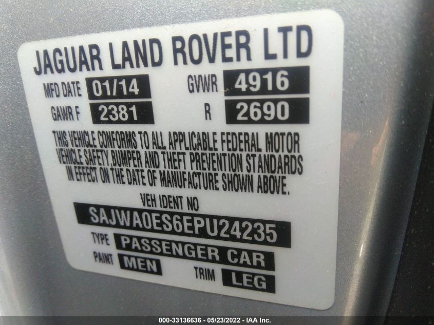 2014 JAGUAR XF I4 T SAJWA0ES6EPU24235