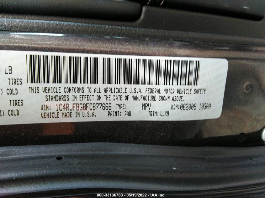2015 JEEP GRAND CHEROKEE LIMITED 1C4RJFBG8FC877666