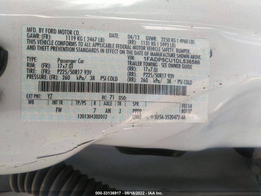 2013 FORD C-MAX ENERGI SEL 1FADP5CU1DL536586