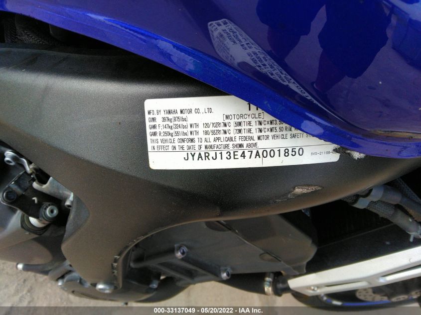 2007 YAMAHA FZ6 SHG JYARJ13E47A001850