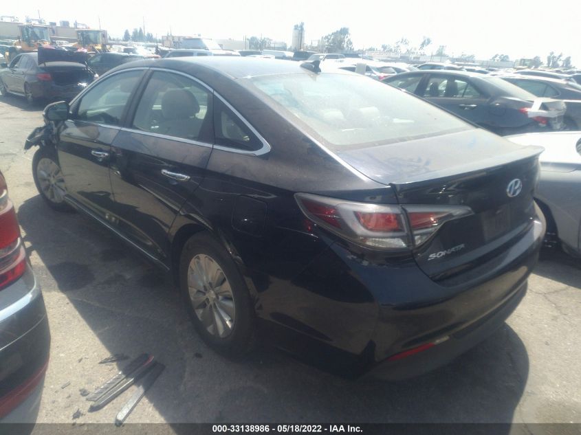 2017 HYUNDAI SONATA HYBRID SE KMHE24L38HA071090