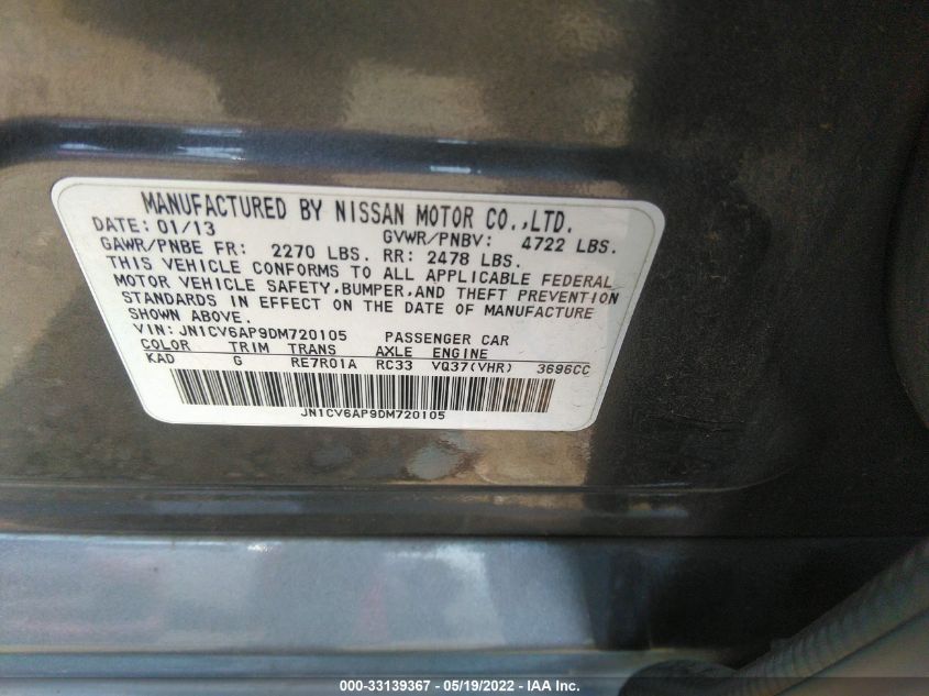 2013 INFINITI G37 SEDAN JOURNEY JN1CV6AP9DM720105