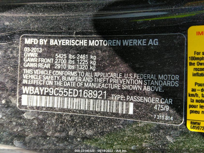 2014 BMW 6 SERIES 650I WBAYP9C55ED168921