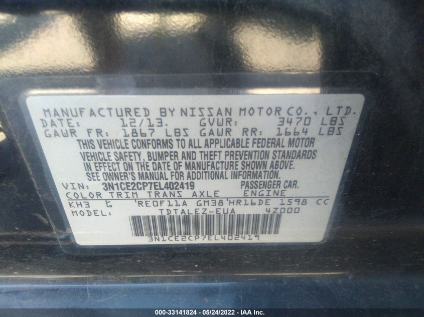 2014 NISSAN VERSA NOTE SV 3N1CE2CP7EL402419