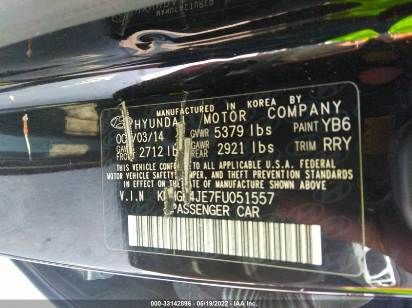2015 HYUNDAI GENESIS 3.8L KMHGN4JE7FU051557