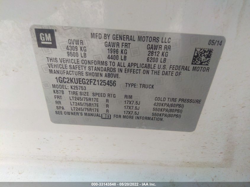 2015 CHEVROLET SILVERADO 2500HD WORK TRUCK 1GC2KUEG2FZ125456