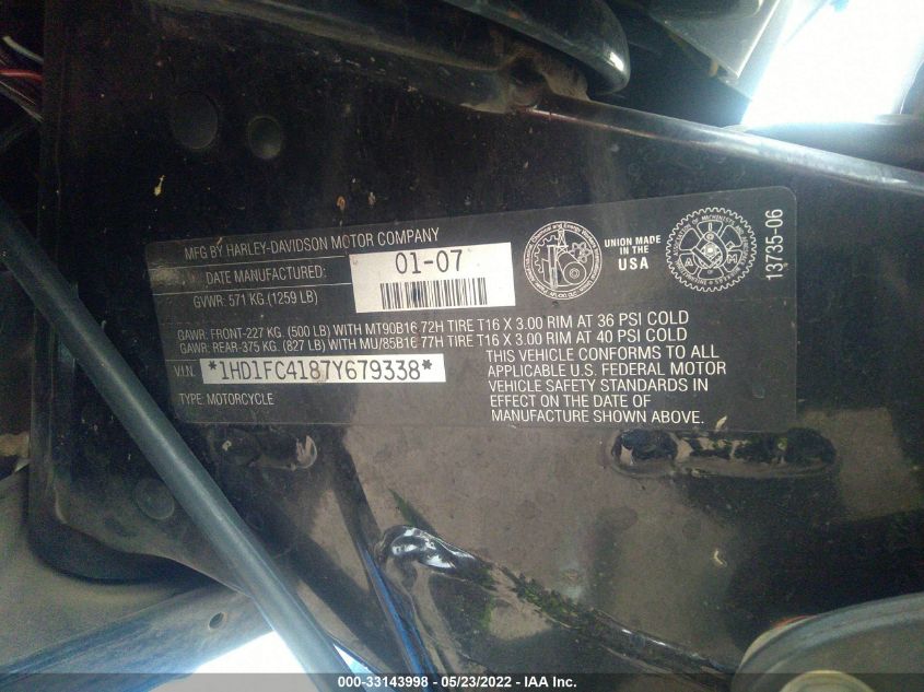 2007 HARLEY-DAVIDSON FLHTCUI 1HD1FC4187Y679338