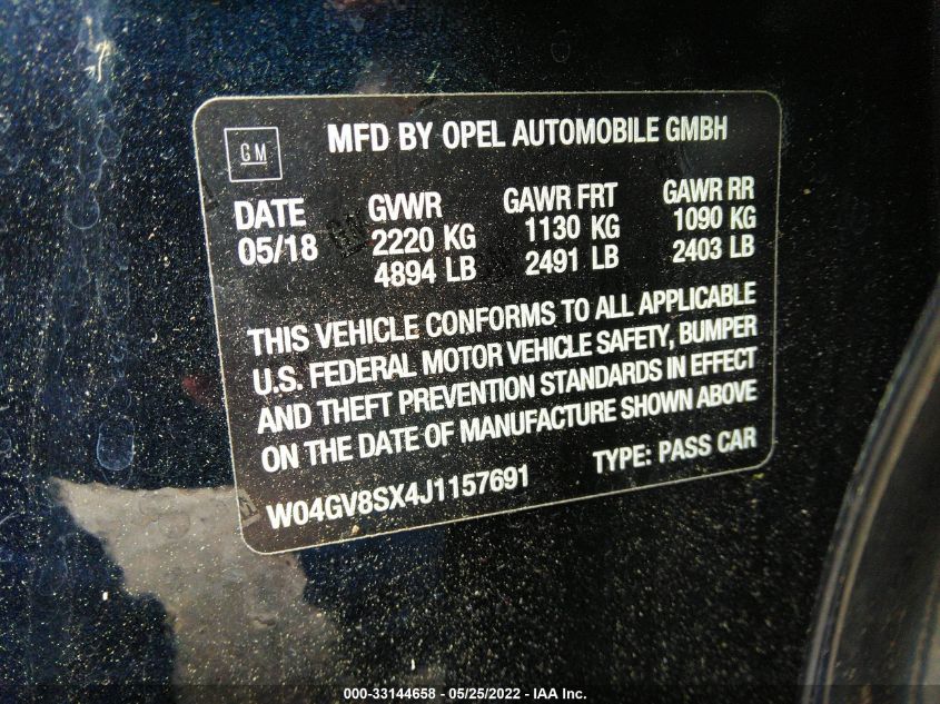 2018 BUICK REGAL TOURX ESSENCE W04GV8SX4J1157691