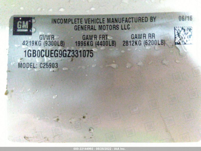 2016 CHEVROLET SILVERADO 2500HD WORK TRUCK 1GB0CUEG9GZ331075