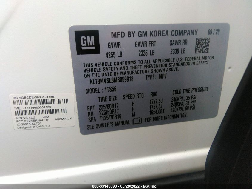 2021 CHEVROLET TRAILBLAZER ACTIV KL79MVSL8MB059918