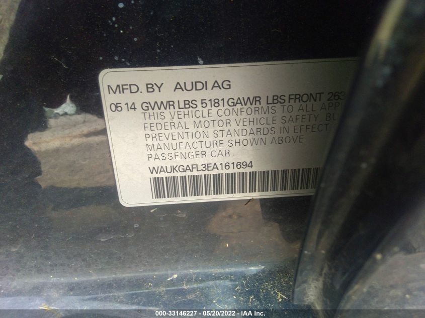 2014 AUDI S4 PRESTIGE WAUKGAFL3EA161694