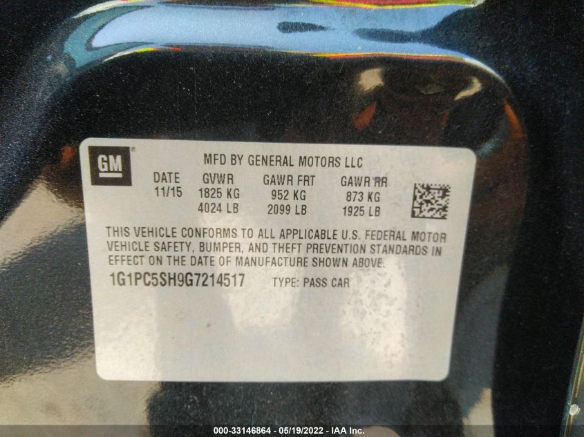 2016 CHEVROLET CRUZE LIMITED LS 1G1PC5SH9G7214517