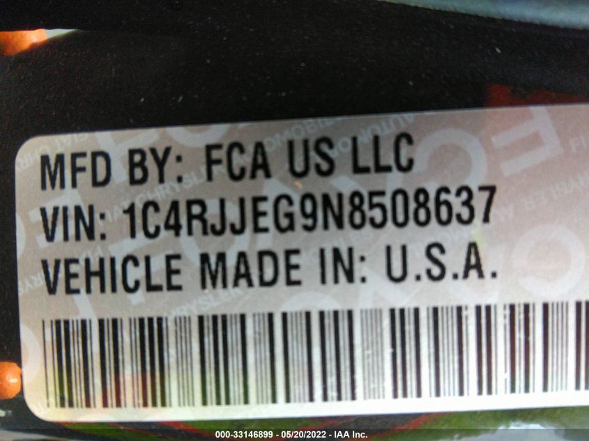 2022 JEEP GRAND CHEROKEE L SUMMIT 1C4RJJEG9N8508637