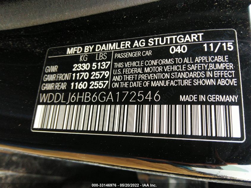2016 MERCEDES-BENZ CLS CLS 400 WDDLJ6HB6GA172546