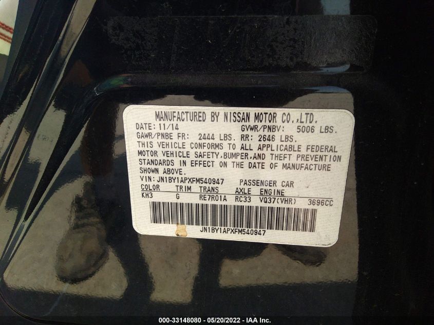 2015 INFINITI Q70 JN1BY1APXFM540947