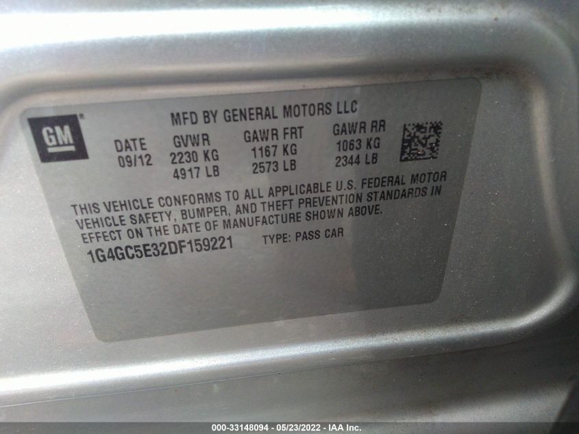 2013 BUICK LACROSSE 1G4GC5E32DF159221