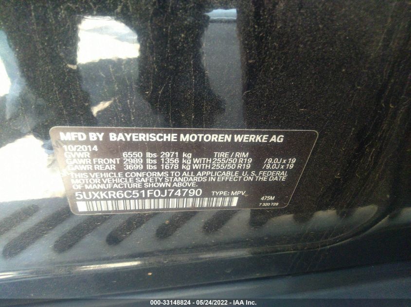 2015 BMW X5 XDRIVE50I 5UXKR6C51F0J74790