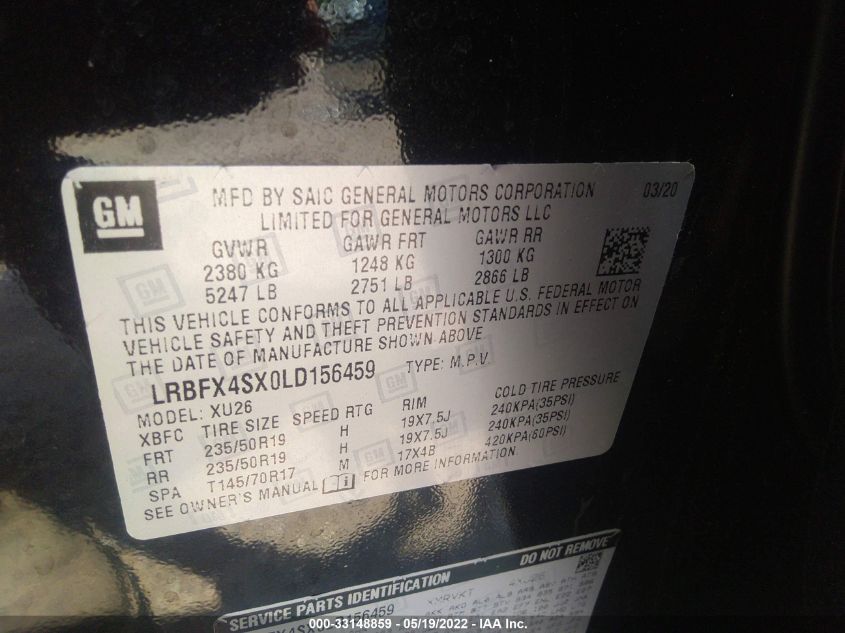 2020 BUICK ENVISION PREMIUM II LRBFX4SX0LD156459