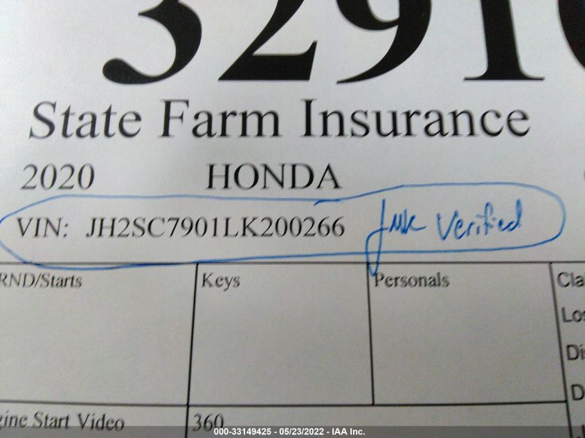 2020 HONDA GL1800 JH2SC7901LK200266