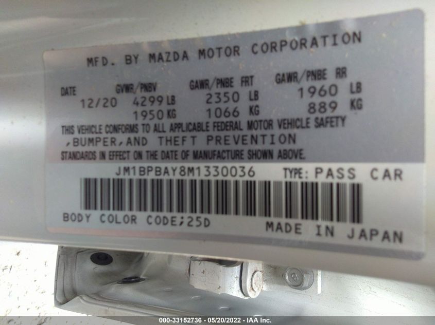 2021 MAZDA MAZDA3 SEDAN 2.5 TURBO JM1BPBAY8M1330036