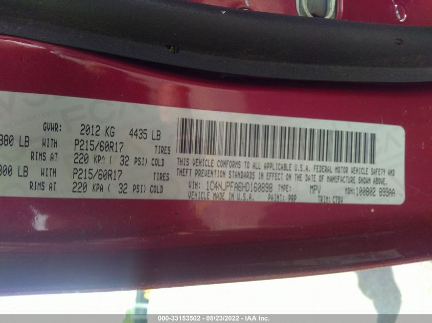 2017 JEEP PATRIOT LATITUDE 1C4NJPFA6HD160898