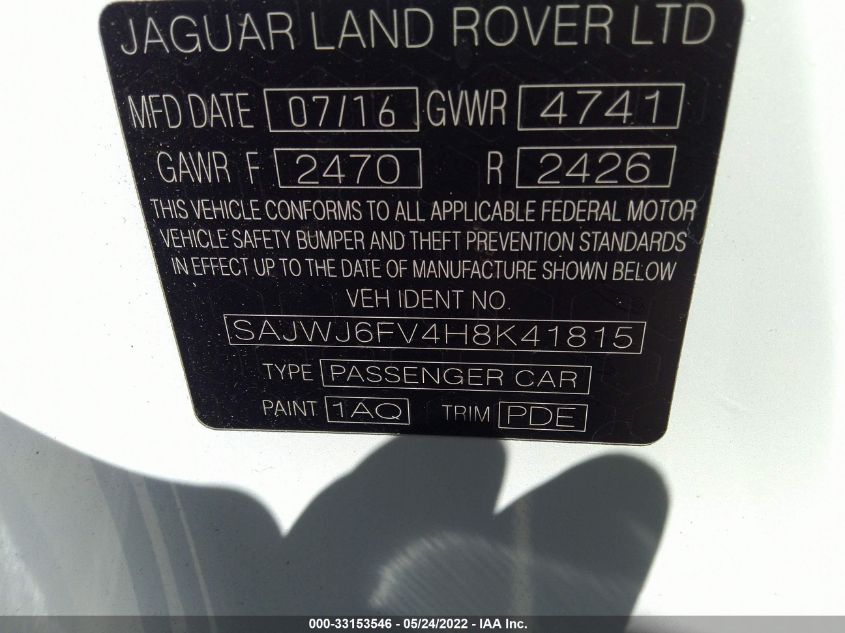 2017 JAGUAR F-TYPE S SAJWJ6FV4H8K41815