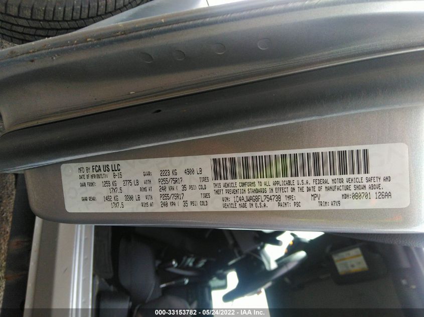 2015 JEEP WRANGLER SPORT 1C4AJWAG8FL754738