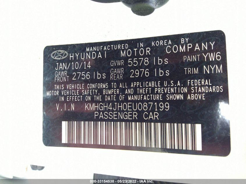 2014 HYUNDAI EQUUS SIGNATURE KMHGH4JH0EU087199
