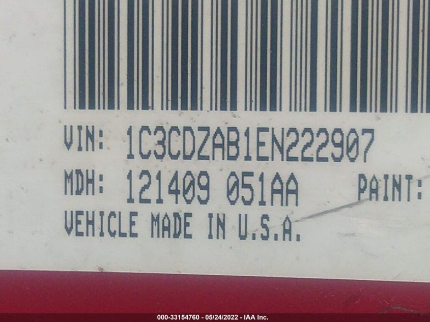 2014 DODGE AVENGER SE 1C3CDZAB1EN222907