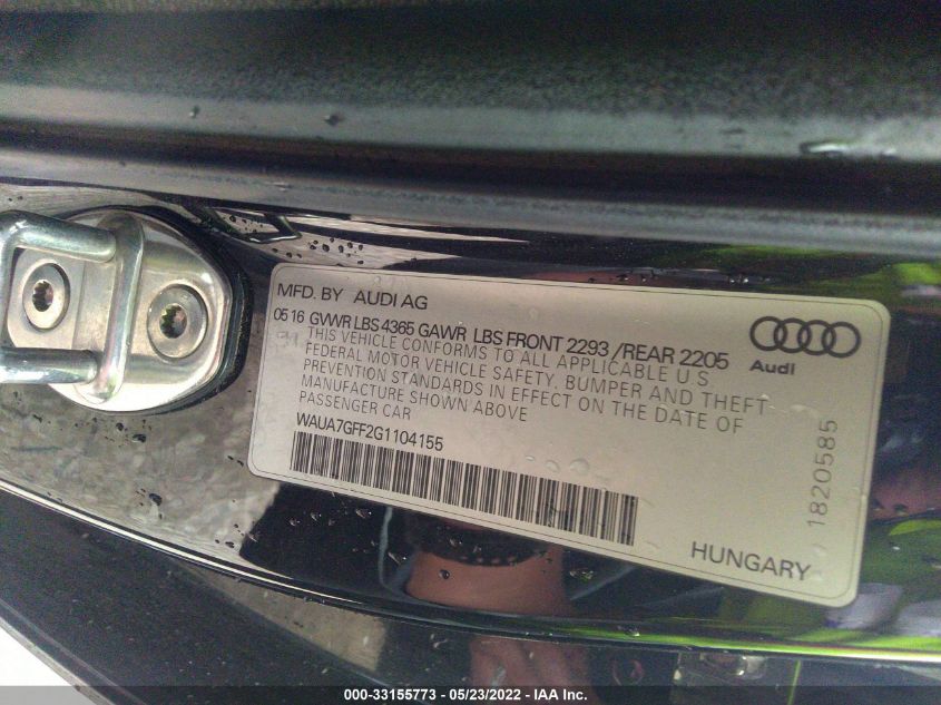 2016 AUDI A3 1.8T PREMIUM WAUA7GFF2G1104155