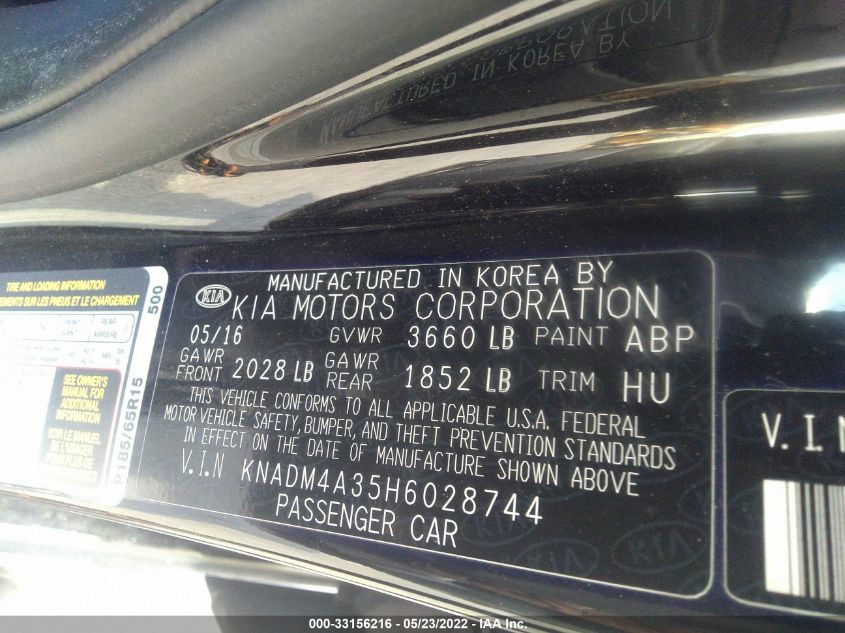 2017 KIA RIO LX KNADM4A35H6028744