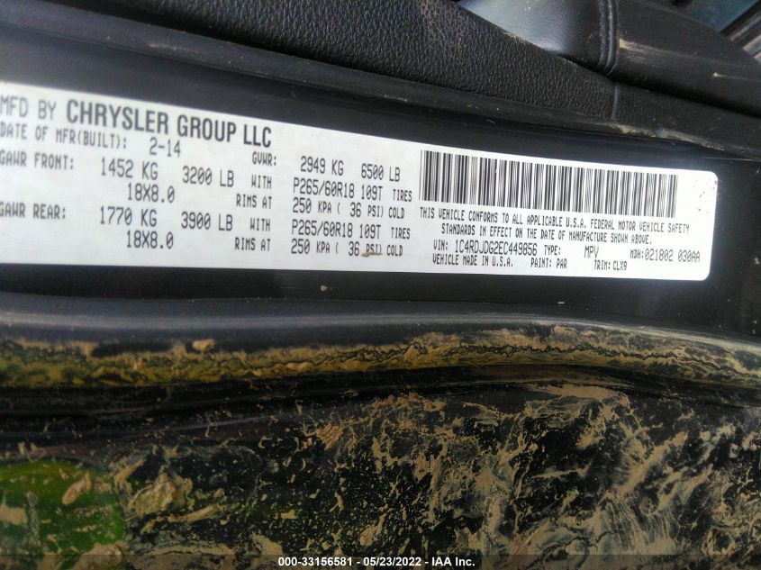 2014 DODGE DURANGO LIMITED 1C4RDJDG2EC449856
