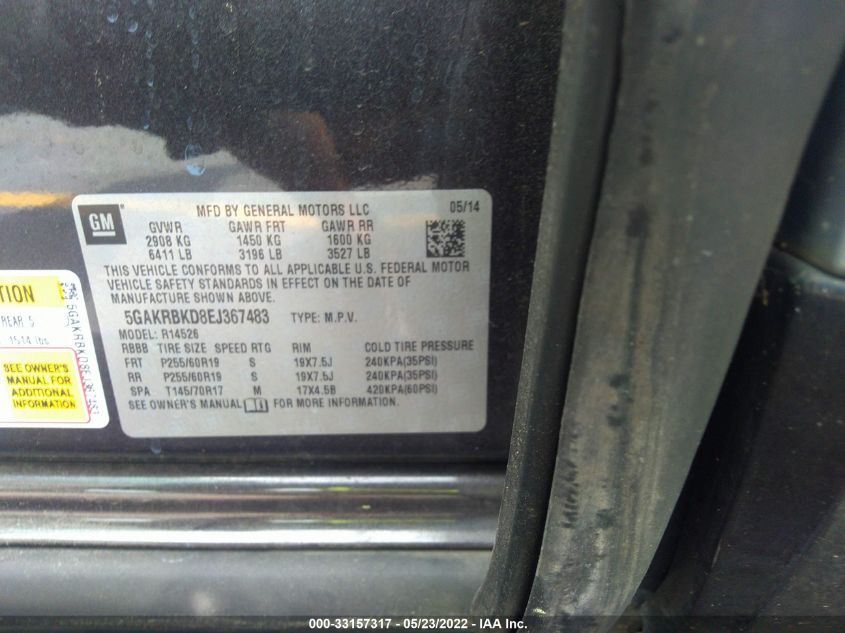 2014 BUICK ENCLAVE LEATHER 5GAKRBKD8EJ367483