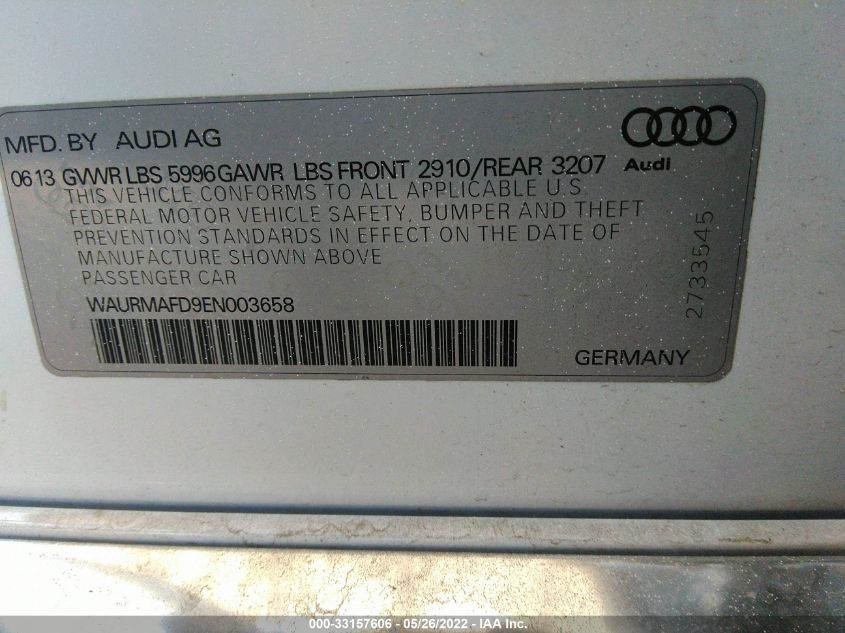 2014 AUDI A8 L 3.0L TDI WAURMAFD9EN003658